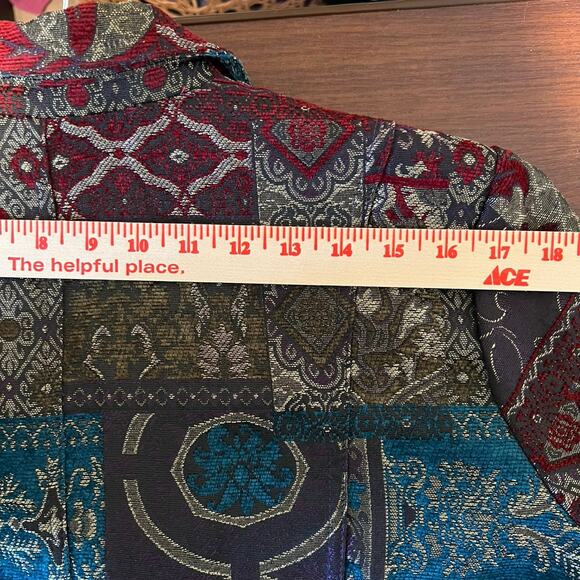 Vintage ELCC Tapestry Structured Lined Jacket Blazer Women’s Size Large Pockets - Picture 9 of 11